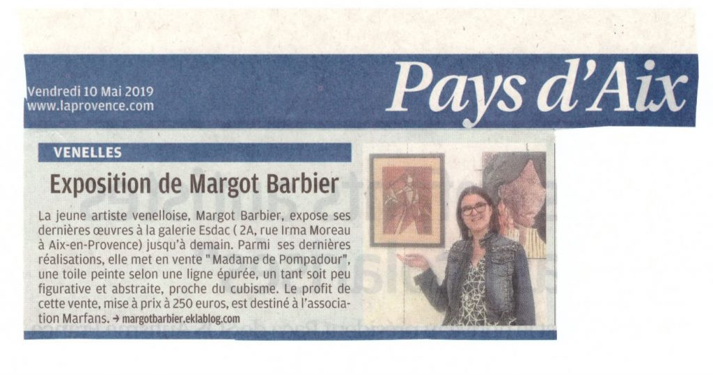 Presse "Exposition de Margot Barbier" - La Provence le 10 Mai 2019