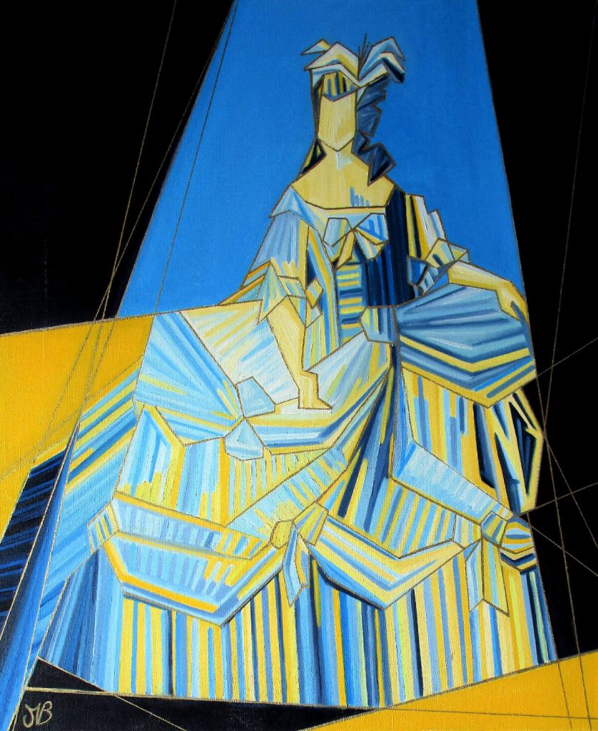 Suite royale peinture à l'huile Marie-Antoinette jaune et bleu