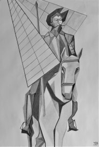 Charcoal drawing of Don Quichotte